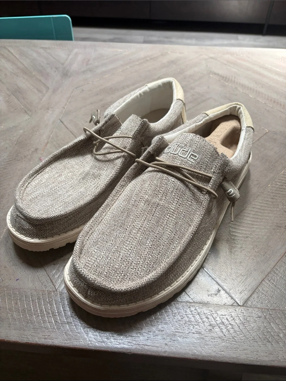 Hey Dude Natural Beige Canvas Slip-On Loafers